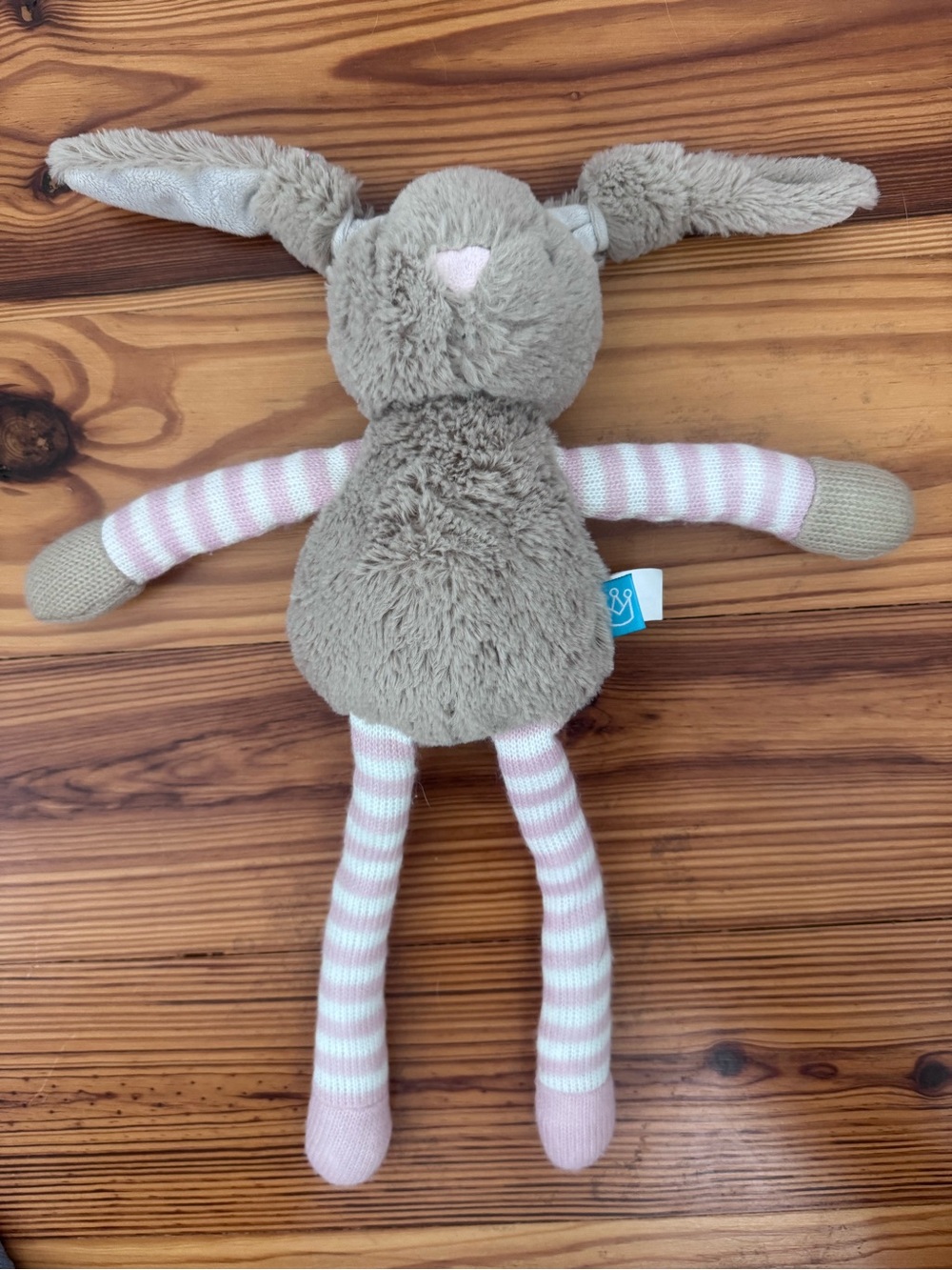 Plush Manhattan Toy Bunny Rabbit Soft Toy Twiggy Pink Stripe Cuddle Stuffy EUC